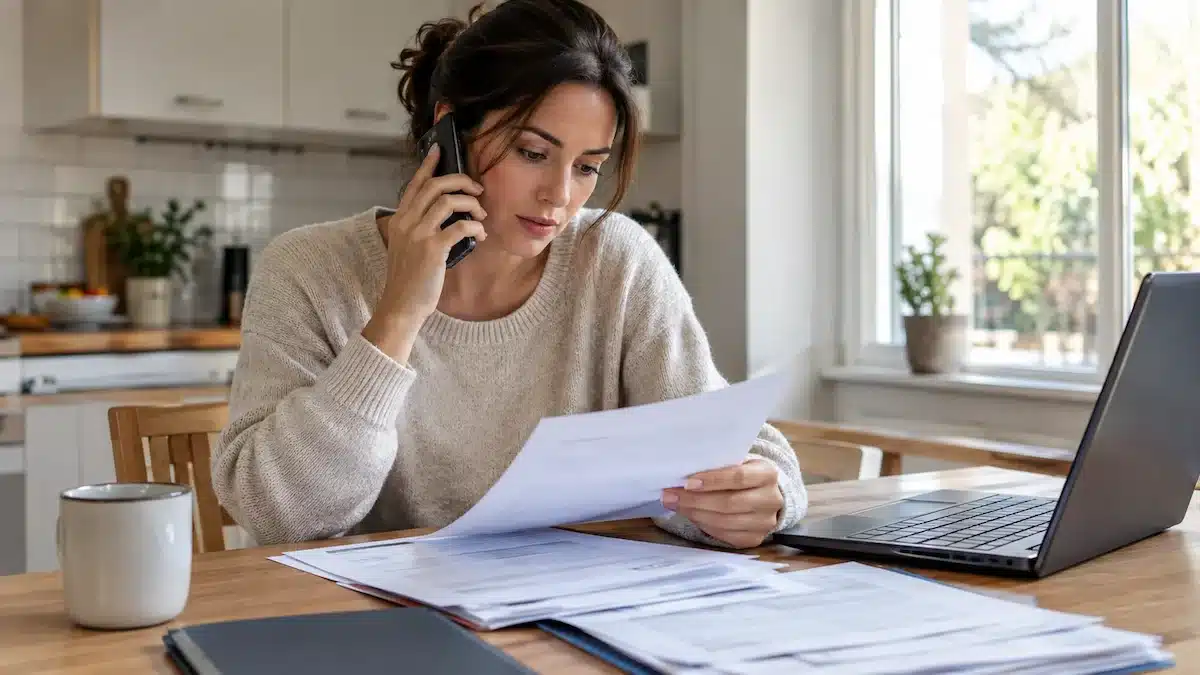 Person on the phone managing a Texas auto insurance claim dispute
