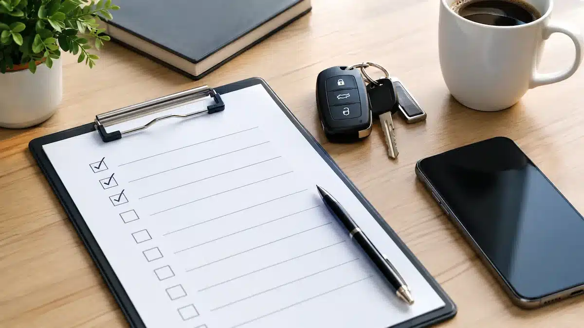 Checklist and phone ready for a smooth Houston auto insurance claims process