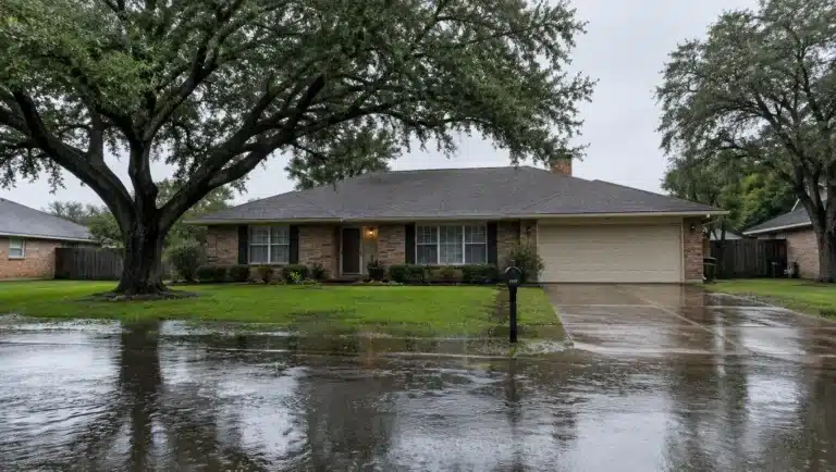 Houston home with street flooding after heavy rain